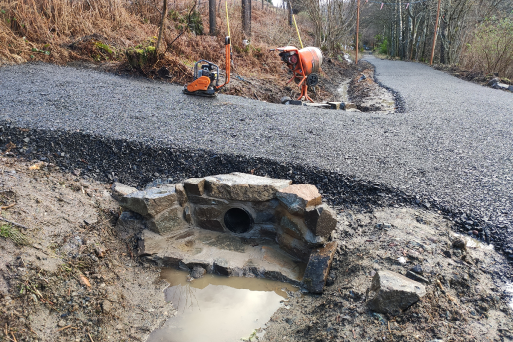 Construction Equipment and Drainage System on Loch Earn Railway Path